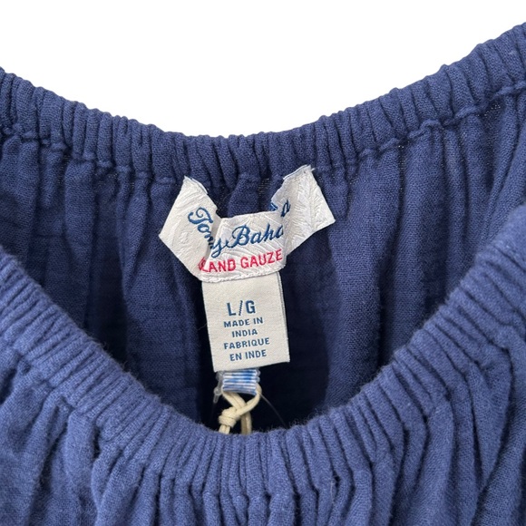 Tommy Bahama Women’s Coral Isle Top L navy gauzy cotton on or off shoulder NWT - Picture 5 of 10